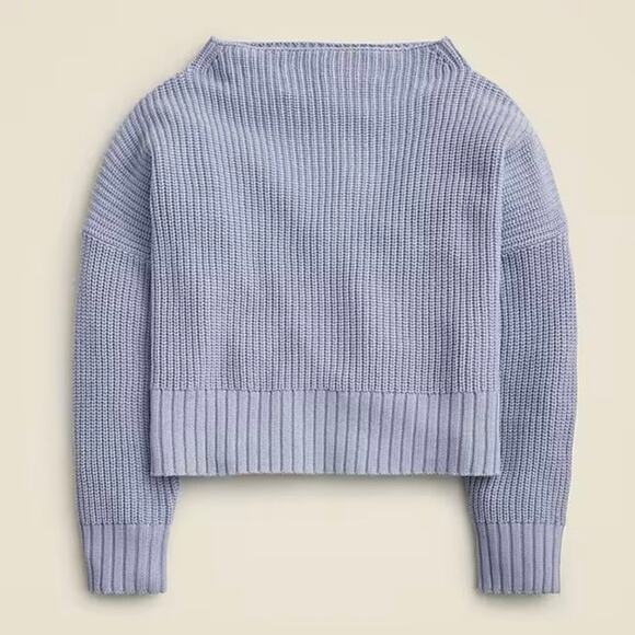 J.Crew Ribbed Funnel neck Sweater Linen Cotton Blend Lavender Lakeshore S NWT - Picture 1 of 8